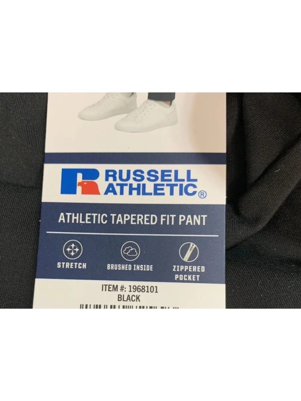 NWT Russell Athletic Men's S Black Tapered Fit Pant Stretch Zippered Pocket